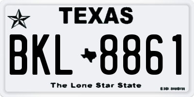 TX license plate BKL8861
