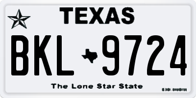 TX license plate BKL9724