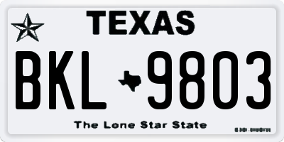 TX license plate BKL9803