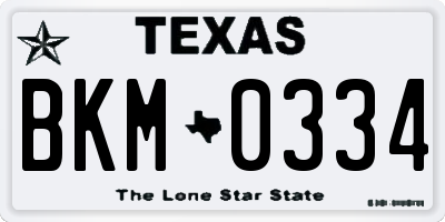 TX license plate BKM0334