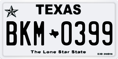 TX license plate BKM0399