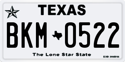 TX license plate BKM0522
