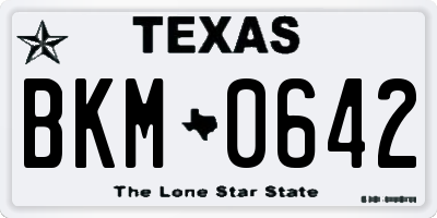 TX license plate BKM0642