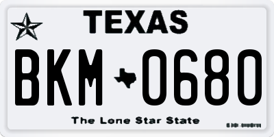 TX license plate BKM0680