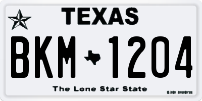 TX license plate BKM1204