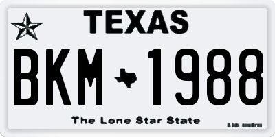 TX license plate BKM1988