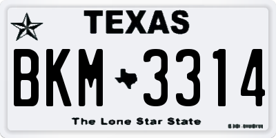 TX license plate BKM3314