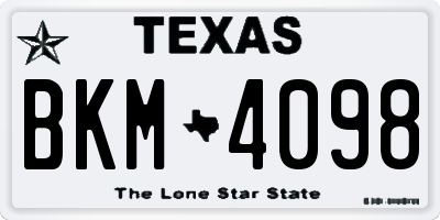 TX license plate BKM4098