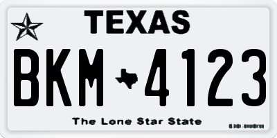 TX license plate BKM4123