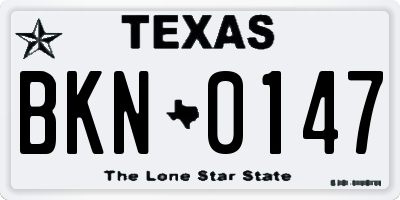 TX license plate BKN0147