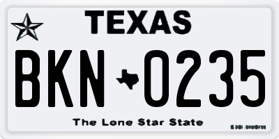 TX license plate BKN0235