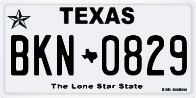 TX license plate BKN0829