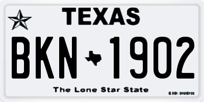 TX license plate BKN1902