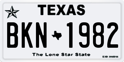 TX license plate BKN1982