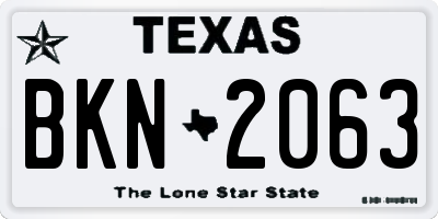TX license plate BKN2063