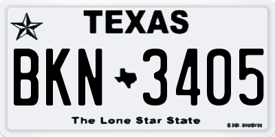 TX license plate BKN3405