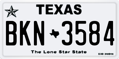 TX license plate BKN3584
