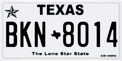 TX license plate BKN8014