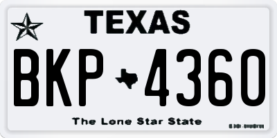 TX license plate BKP4360