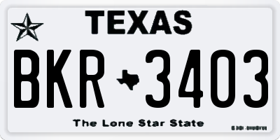 TX license plate BKR3403