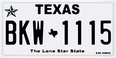 TX license plate BKW1115