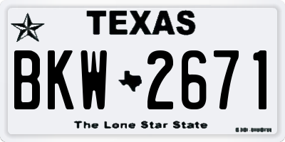 TX license plate BKW2671