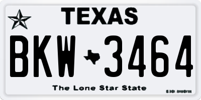 TX license plate BKW3464