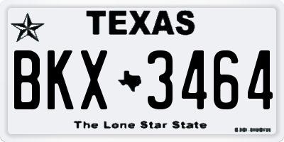 TX license plate BKX3464