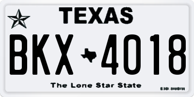 TX license plate BKX4018