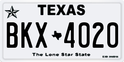 TX license plate BKX4020