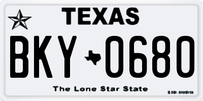 TX license plate BKY0680