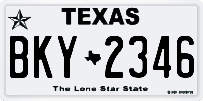 TX license plate BKY2346