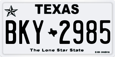 TX license plate BKY2985