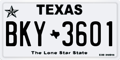 TX license plate BKY3601