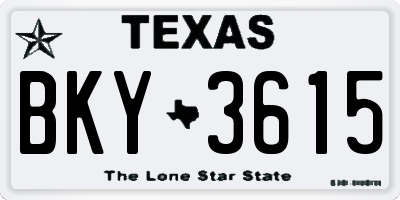 TX license plate BKY3615