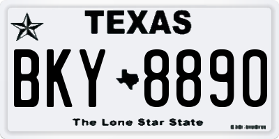 TX license plate BKY8890