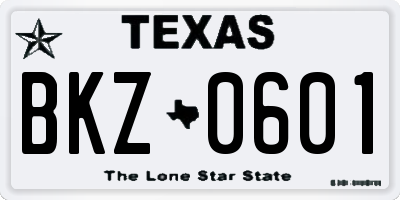 TX license plate BKZ0601