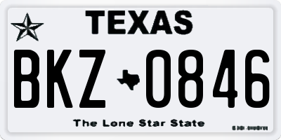 TX license plate BKZ0846