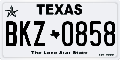 TX license plate BKZ0858