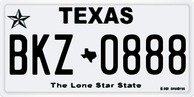 TX license plate BKZ0888