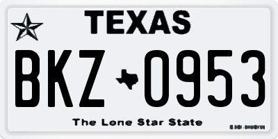 TX license plate BKZ0953
