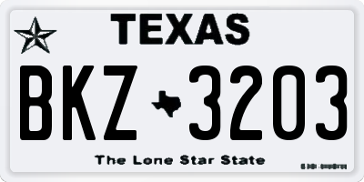TX license plate BKZ3203