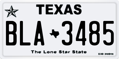 TX license plate BLA3485