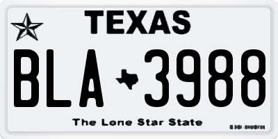 TX license plate BLA3988