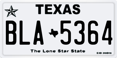 TX license plate BLA5364