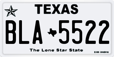 TX license plate BLA5522