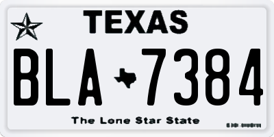 TX license plate BLA7384