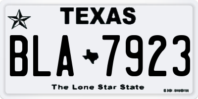 TX license plate BLA7923