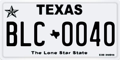 TX license plate BLC0040