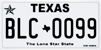 TX license plate BLC0099